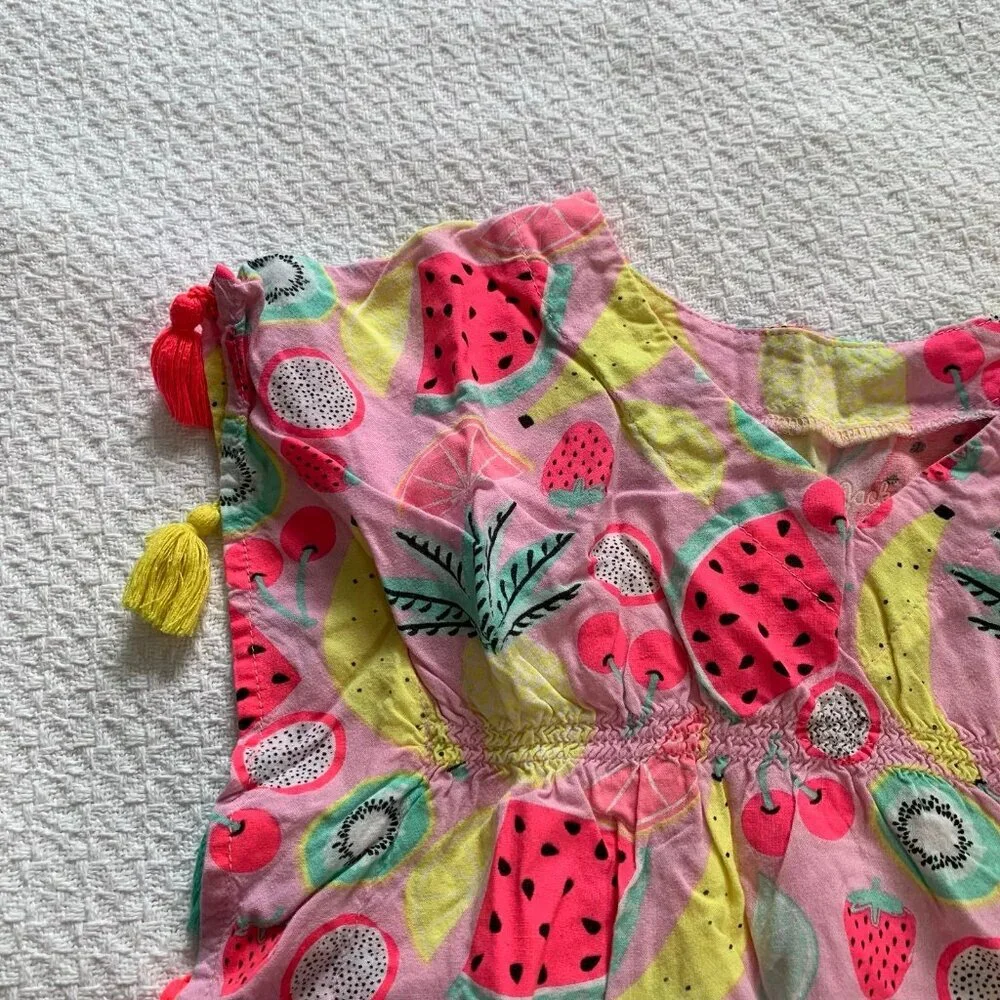 5/$25 Cat & Jack Girls‎ Pink Fruit Print Tassel Swim Cover-Up Dress Size 2T
